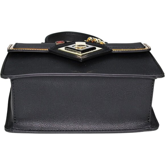 Vegan Faux Leather Crossbody Purse with Metallic Trim Adjustable Strap - Picture 4 of 7